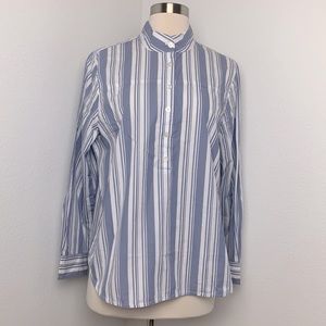 NWT J. Crew Striped Popover Long Sleeve Shirt, Sz 8